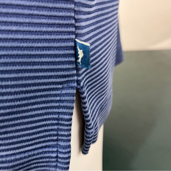 Tommy Bahama Polo Shirt Mens Large Blue Modal Blend Striped Short Sleeve (745) - Picture 4 of 8